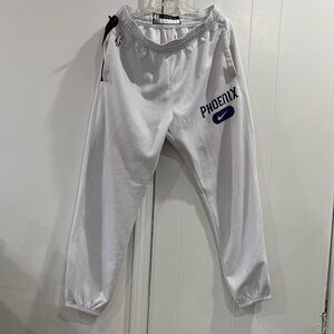 Nike White Sweatpants with Purple Phoenix Logo